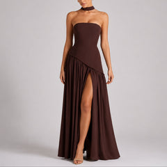 Solvinne - Strapless Scarf Neck Maxi Dress Wedding Guest Evening — view 5 of 10