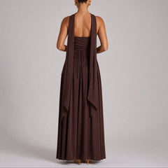 Solvinne - Strapless Scarf Neck Maxi Dress Wedding Guest Evening — view 6 of 10