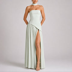 Solvinne - Strapless Scarf Neck Maxi Dress Wedding Guest Evening — view 9 of 10