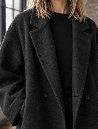 Wovella - Oversized Wool Blend Coat Winter Weekend Layering — view 2 of 6
