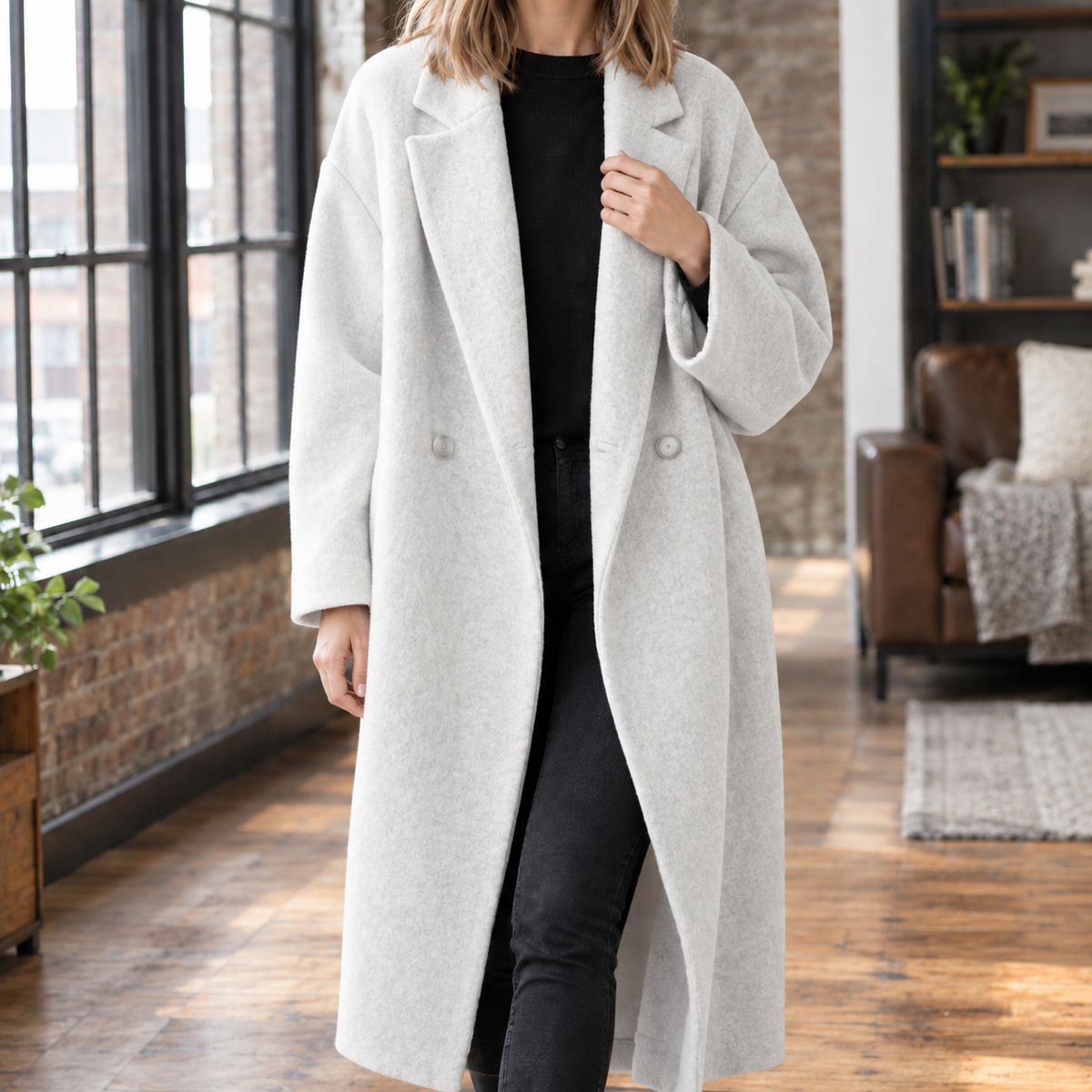 Wovella - Oversized Wool Blend Coat Winter Weekend Layering — view 3 of 6