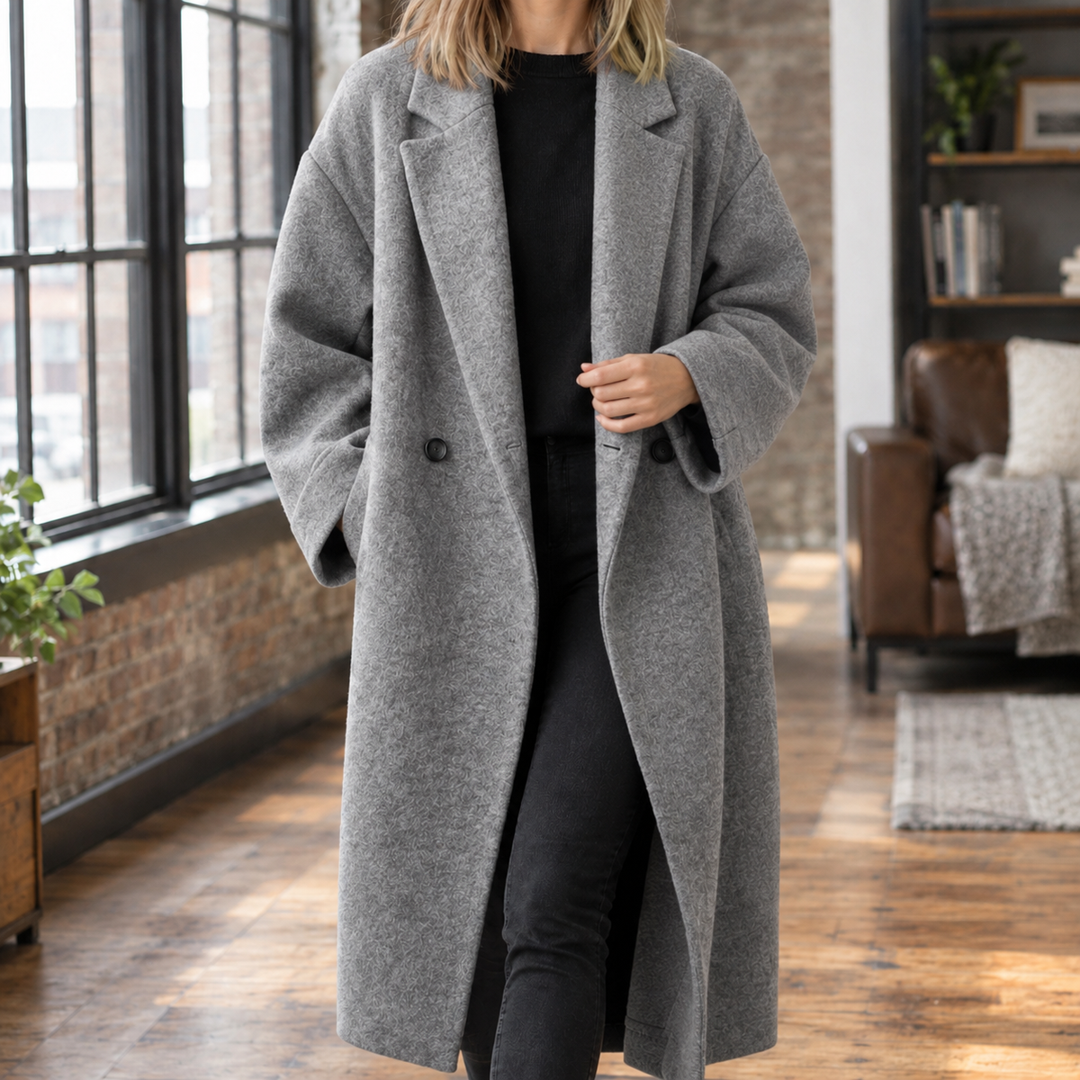 Wovella - Oversized Wool Blend Coat Winter Weekend Layering — view 4 of 6