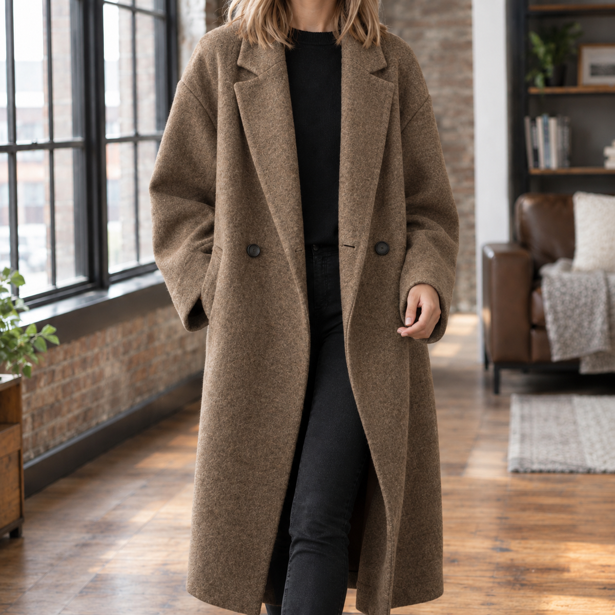 Wovella - Oversized Wool Blend Coat Winter Weekend Layering — view 5 of 6