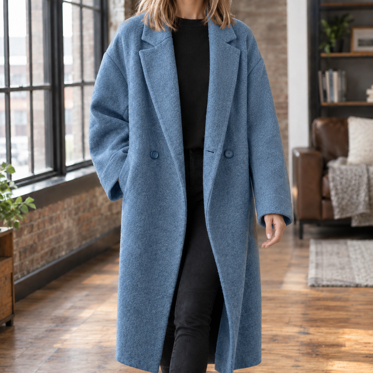 Wovella - Oversized Wool Blend Coat Winter Weekend Layering — view 6 of 6