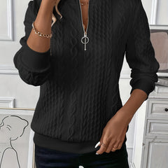 Wrenley - Half Zip Textured Knit Pullover Casual Layering — view 2 of 5